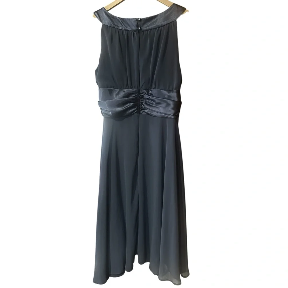 Connected Apparel Midi Formal Sleeveless A-Line Dress Off Black Size 10 P - Picture 3 of 9